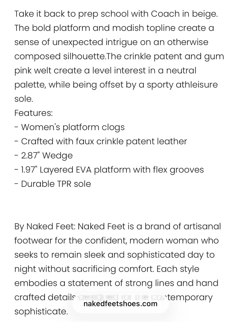 Naked Feet Patent Platform Mules in Cognac and Cream